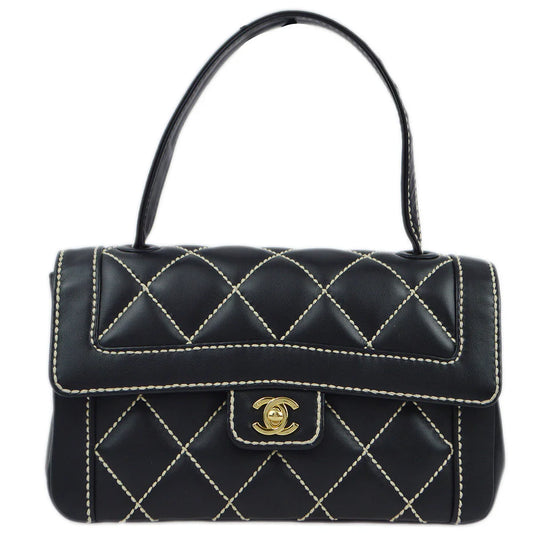 Chanel 2004-2005 Black Calfskin Wild Stitch Handbag