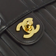 Chanel 1991-1994 Black Lambskin Mademoiselle Mini Classic Square Flap Bag 17