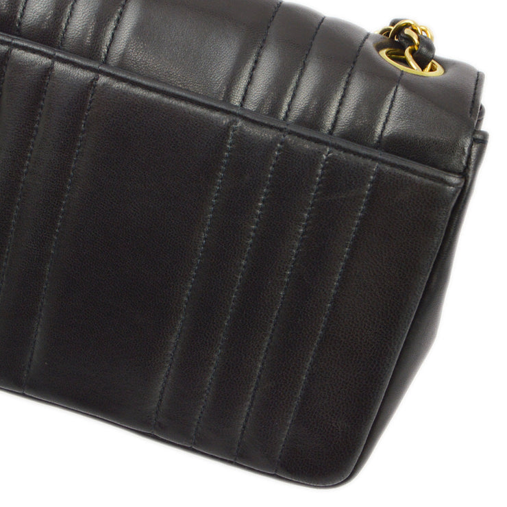 Chanel 1991-1994 Black Lambskin Mademoiselle Mini Classic Square Flap Bag 17