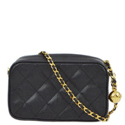 Chanel 1991-1994 Black Caviar Camera Bag Mini