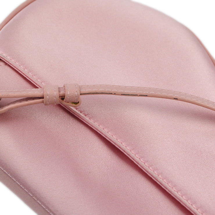 Christian Dior Pink Satin Saddle Handbag