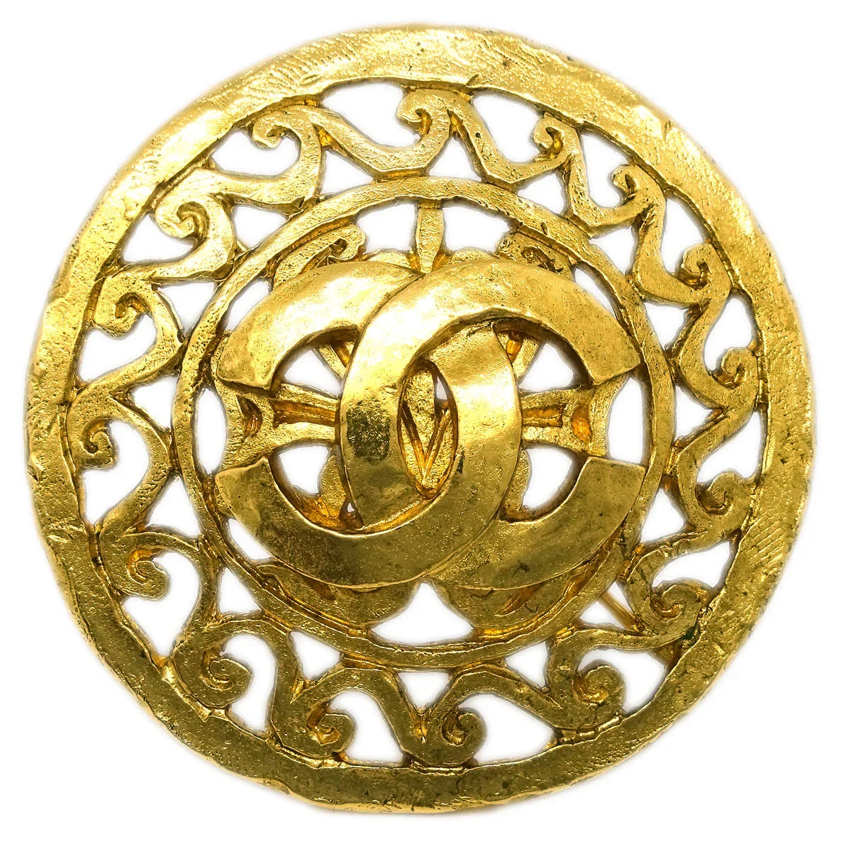 Chanel Medallion Brooch Pin Gold 95A