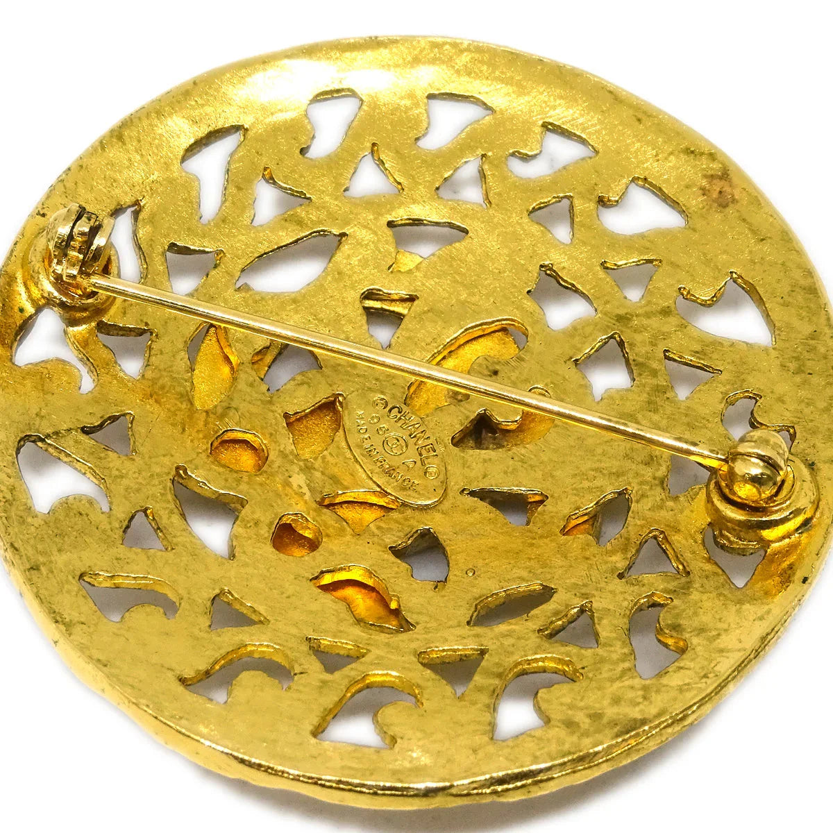 Chanel Medallion Brooch Pin Gold 95A