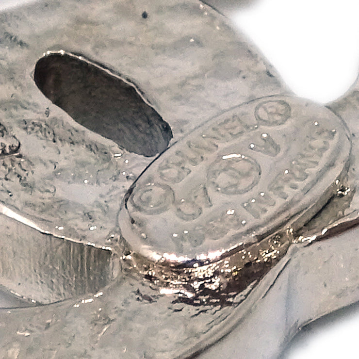 Chanel Piercing Earrings Rhinestone Silver 07V
