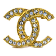 Chanel CC Brooch Pin Rhinestone Gold