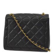 Chanel 1996-1997 Black Caviar Straight Flap Chain Shoulder Bag