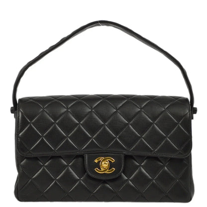 Chanel 1996-1997 Black Lambskin Double Sided Classic Flap Handbag