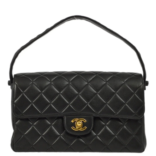Chanel 1996-1997 Black Lambskin Double Sided Classic Flap Handbag