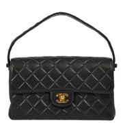 Chanel 1996-1997 Black Lambskin Double Sided Classic Flap Handbag