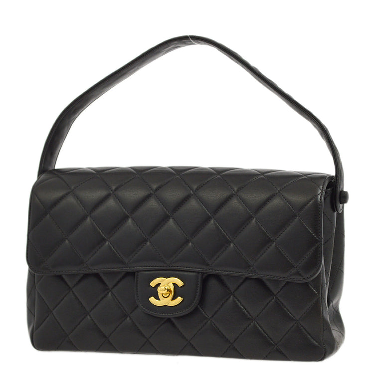 Chanel 1996-1997 Black Lambskin Double Sided Classic Flap Handbag