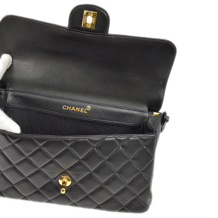 Chanel 1996-1997 Black Lambskin Double Sided Classic Flap Handbag