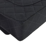 Chanel Black Canvas Double Flap Medium Shoulder Bag