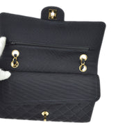 Chanel Black Canvas Double Flap Medium Shoulder Bag