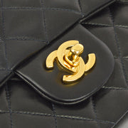 Chanel 1994-1996 Black Lambskin Medium Classic Double Flap Shoulder Bag