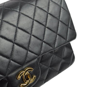 Chanel 2003-2004 Black Lambskin Medium Classic Double Flap Shoulder Bag