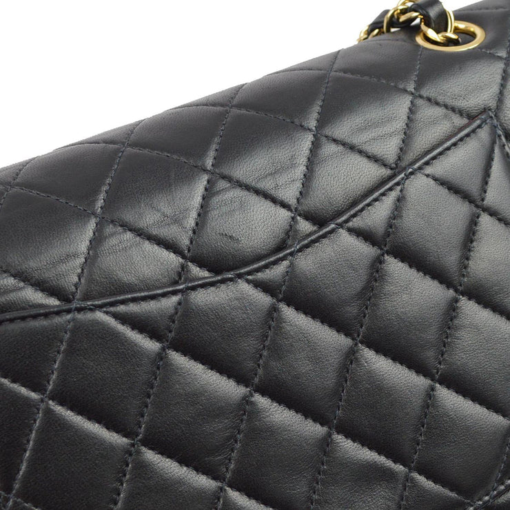 Chanel 2003-2004 Black Lambskin Medium Classic Double Flap Shoulder Bag