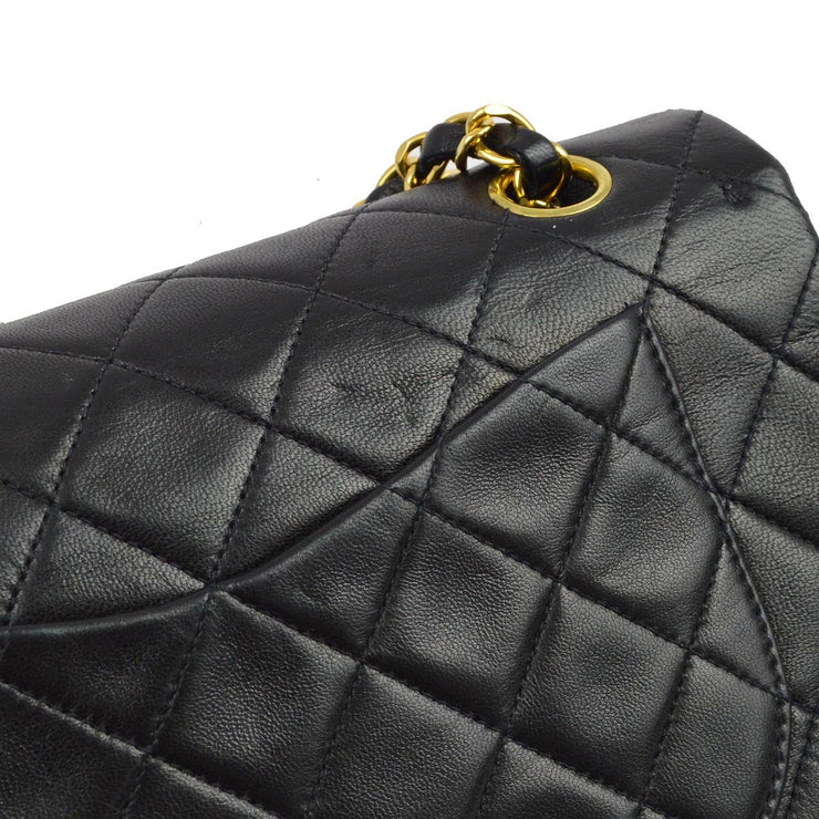 Chanel 1991-1994 Black Lambskin Small Classic Double Flap Shoulder Bag