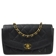 Chanel 1994-1996 Black Caviar Small Diana Shoulder Bag