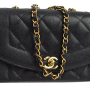 Chanel 1994-1996 Black Caviar Small Diana Shoulder Bag