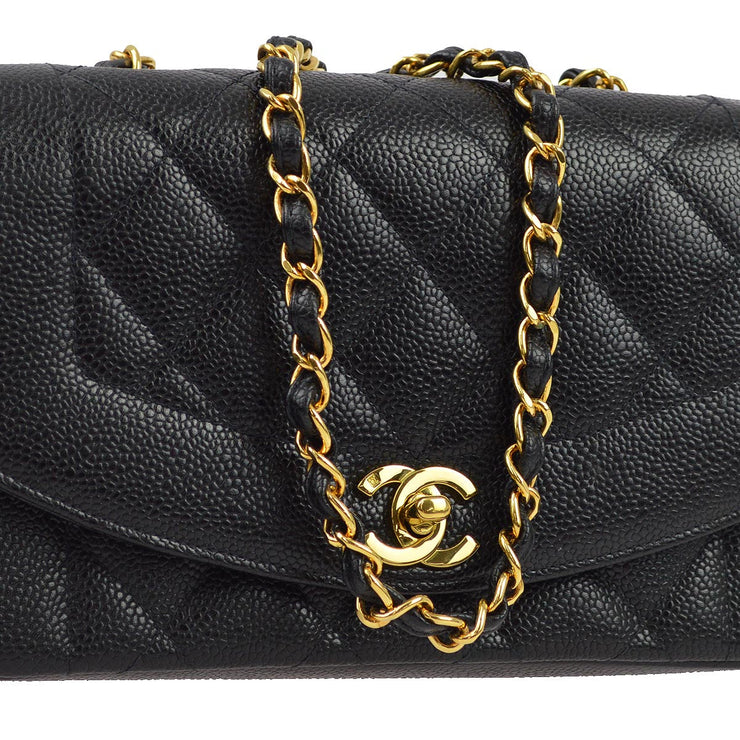 Chanel 1994-1996 Black Caviar Small Diana Shoulder Bag