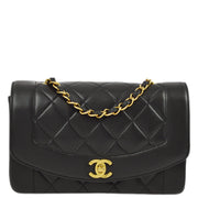 Chanel 1994-1996 Black Lambskin Small Diana Shoulder Bag