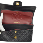 Chanel 1989-1991 Black Lambskin Medium Classic Double Flap Shoulder Bag