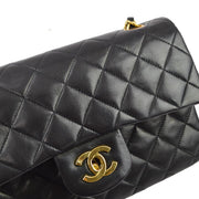 Chanel 1994-1996 Black Lambskin Small Classic Double Flap Shoulder Bag