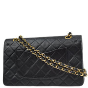 Chanel 1986-1988 Black Lambskin Medium Classic Double Flap Shoulder Bag