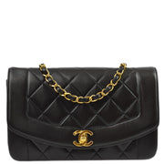 Chanel 1994-1996 Black Lambskin Small Diana Shoulder Bag