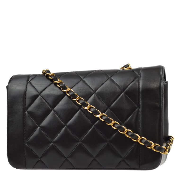 Chanel 1994-1996 Black Lambskin Small Diana Shoulder Bag