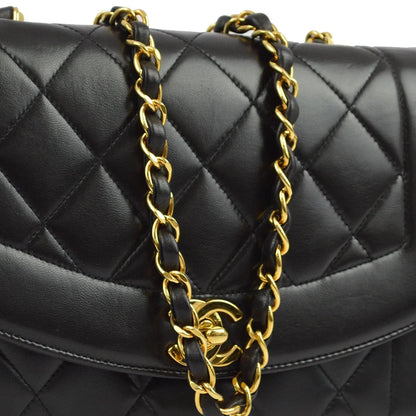 Chanel 1994-1996 Black Lambskin Small Diana Shoulder Bag