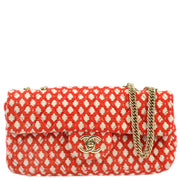 Chanel 2008-2009 Red Cotton Double Chain Classic Flap Shoulder Bag