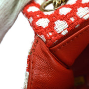 Chanel 2008-2009 Red Cotton Double Chain Classic Flap Shoulder Bag