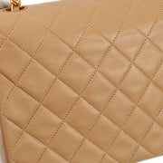 Chanel 1989-1991 Beige Lambskin Classic Square Flap Shoulder Bag 20