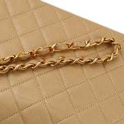 Chanel 1989-1991 Beige Lambskin Classic Square Flap Shoulder Bag 20