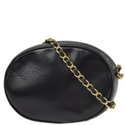 Chanel 1989-1991 Black Lambskin Chain Shoulder Bag