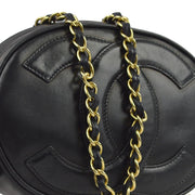 Chanel 1989-1991 Black Lambskin Chain Shoulder Bag