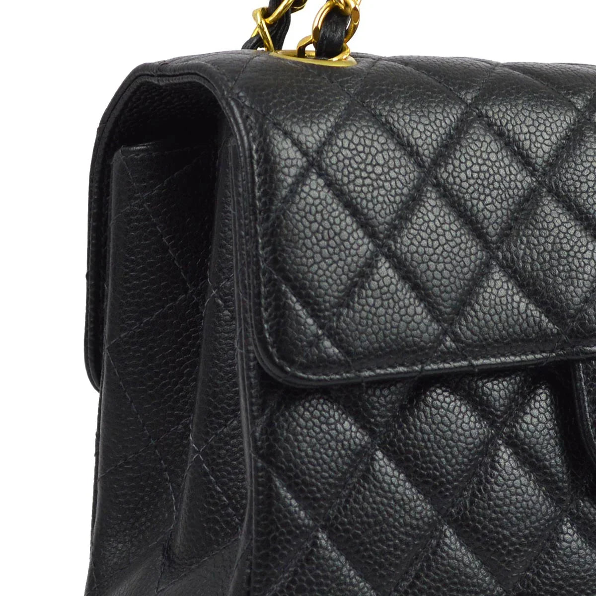 Chanel 1996-1997 Black Caviar Double Sided Classic Flap Shoulder Bag