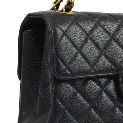 Chanel 1996-1997 Black Caviar Double Sided Classic Flap Shoulder Bag