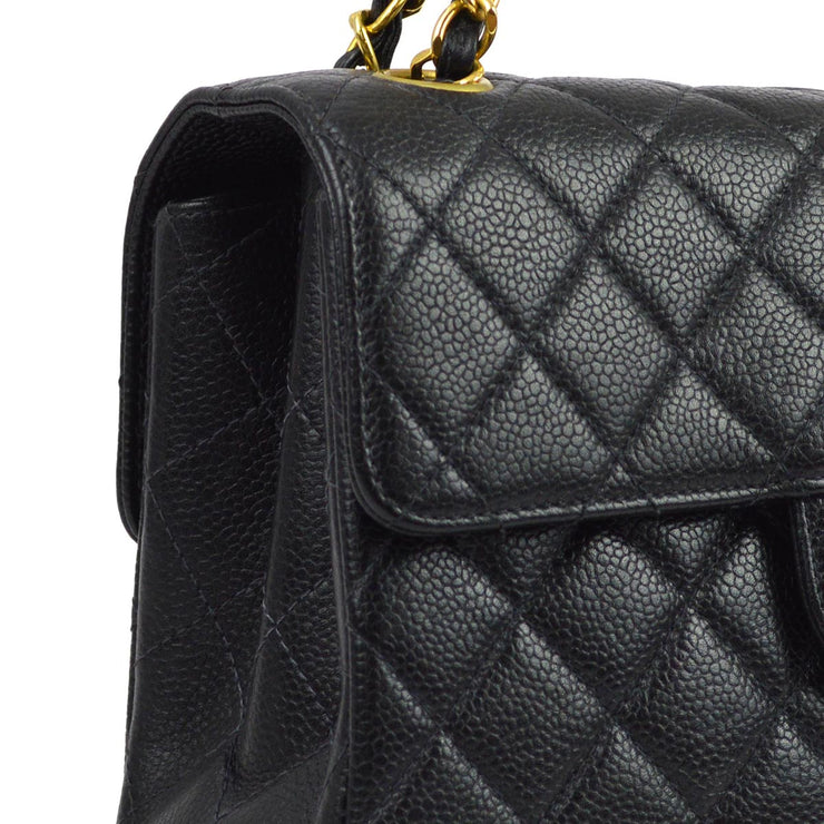 Chanel 1996-1997 Black Caviar Double Sided Classic Flap Shoulder Bag