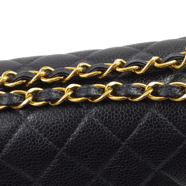 Chanel 1996-1997 Black Caviar Double Sided Classic Flap Shoulder Bag