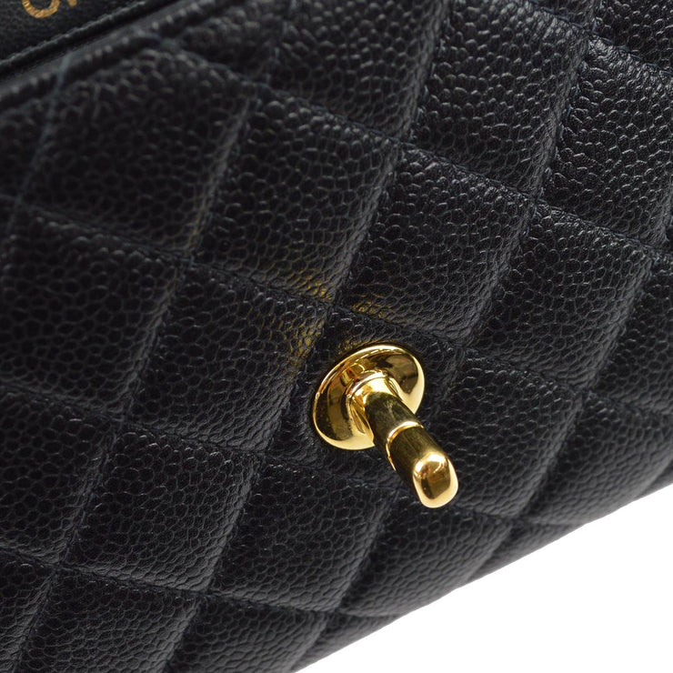 Chanel 1996-1997 Black Caviar Double Sided Classic Flap Shoulder Bag