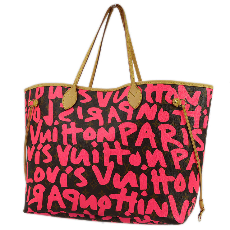 Louis Vuitton 2009 Pink Monogram Graffiti Neverfull GM Tote Bag M93701