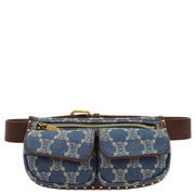 Celine Blue Denim Macadam Belt Bum Bag