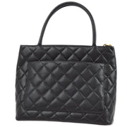 Chanel 2001-2003 Black Caviar Medallion Tote Handbag