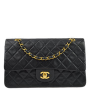 Chanel 1996-1997 Black Lambskin Medium Classic Double Flap Shoulder Bag