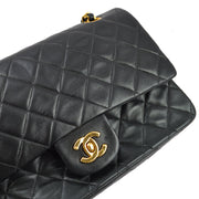 Chanel 1996-1997 Black Lambskin Medium Classic Double Flap Shoulder Bag