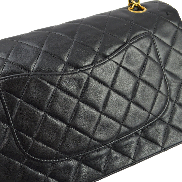 Chanel 1996-1997 Black Lambskin Medium Classic Double Flap Shoulder Bag