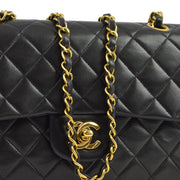 Chanel 1994-1996 Black Lambskin Small Classic Double Flap Shoulder Bag