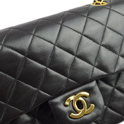 Chanel 1994-1996 Black Lambskin Small Classic Double Flap Shoulder Bag